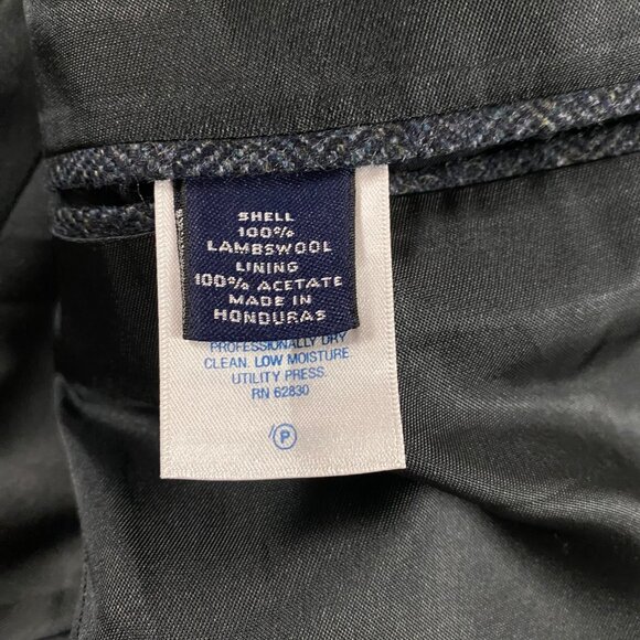 Lands' End Lambs Wool Herringbone Tweed Blazer Sport Coat Men's 40R Blue Gray - Picture 7 of 15